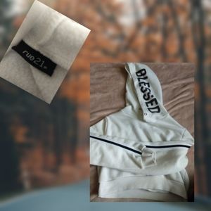 White Cropped Hoodie